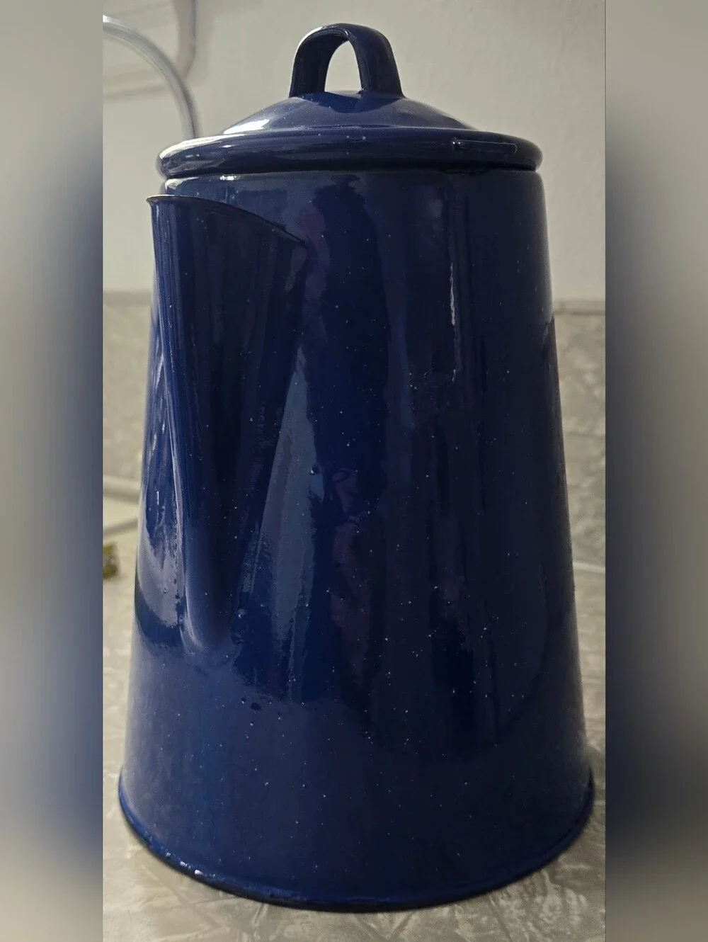 Enamelware Coffee Pot Cowboy Percolator blue Graniteware complete